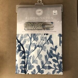 Bloomington Blue Botanical Shower Curtain - Canvas with Hooks